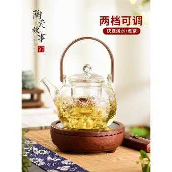 陶瓷故事耐高溫玻璃煮茶壺泡花茶壺加厚耐熱煮茶器家用提樑壺燒水