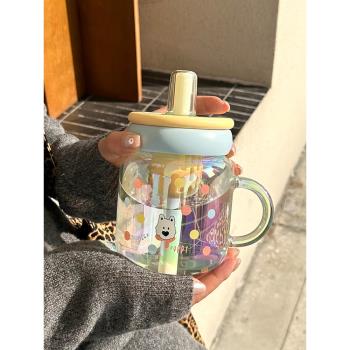 水杯女生高顏值玻璃杯2025新款茶水分離大容量吸管泡茶辦公室杯子