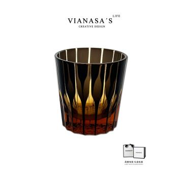 VIANASAS高階水晶杯茶色星茫江戶切子手工玻璃酒杯威士忌杯送禮