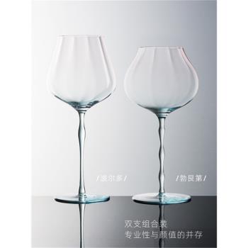 海月紅酒杯勃艮第波爾多高腳杯水晶玻璃高檔禮盒裝歐式