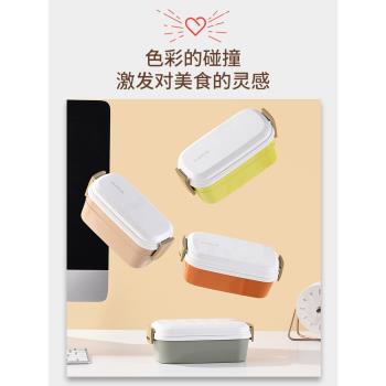 ASVEL飯盒上班族可微波爐加熱 日本雙層學生兒童食品級帶飯便當盒