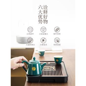 茶盤家用2025新款輕奢現代小託盤幹泡臺功夫茶具瀝水胡桃木色茶臺