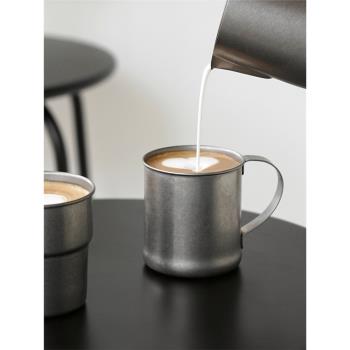 迦樂日本進口AOYOSHI青芳製作復古磨砂銀不銹鋼馬克杯咖啡杯露營