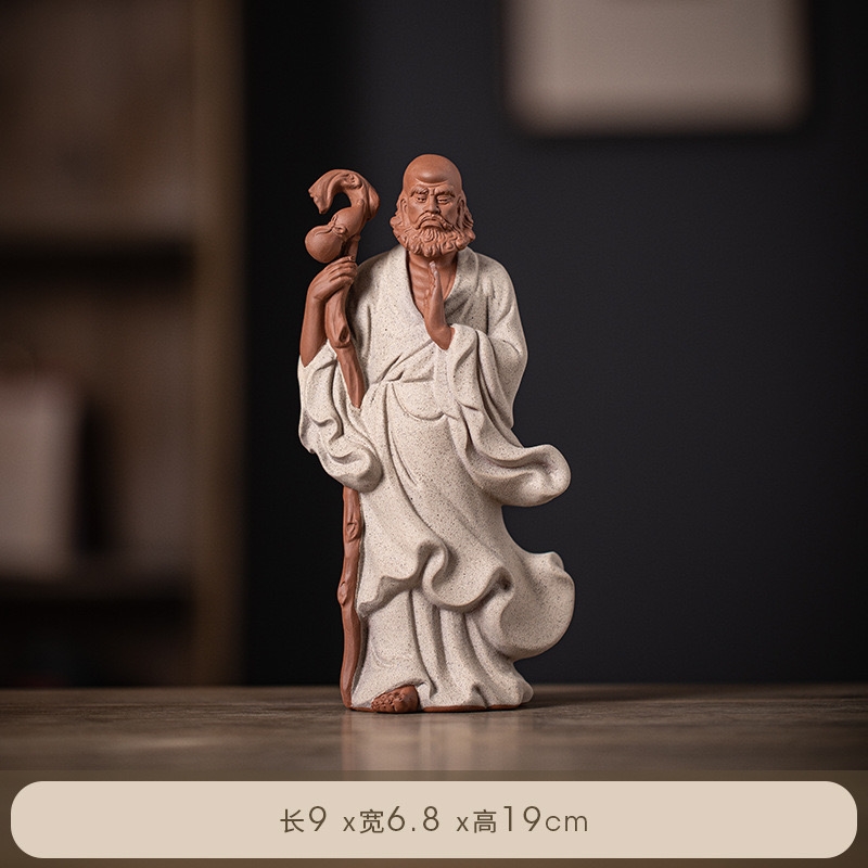 中式禪意紫砂達摩祖師坐像打坐佛擺件家居客廳茶室茶寵陶瓷裝飾品|茶寵