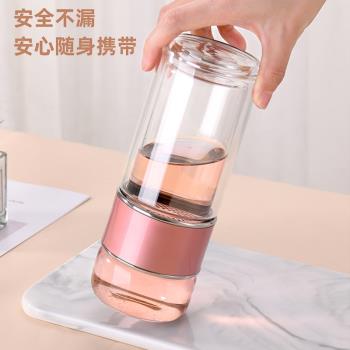 日本進口雙層防爆玻璃杯茶水分離泡茶杯子夏男女學生便攜可愛水杯