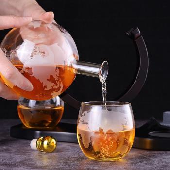 高硼矽玻璃地球醒酒器套裝 工藝品擺件 客廳酒櫃裝飾球形醒酒器