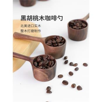 VANDROOP咖啡豆量勺10g咖啡豆定量勺黑胡桃木咖啡粉匙量計量勺子