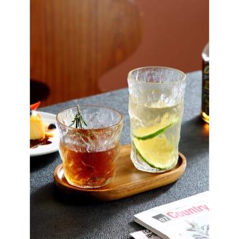 日式冰川紋玻璃杯ins風家用牛奶咖啡杯泡紅綠茶杯子磨砂透明水杯
