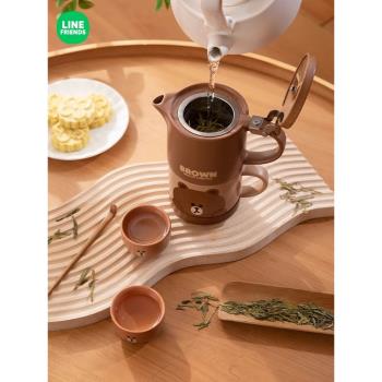 LINE FRIENDS茶杯陶瓷茶壺套裝家用泡茶杯子大容量功夫咖啡杯茶具