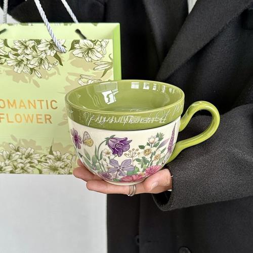 夢幻羅蘭馬克杯大容量陶瓷咖啡杯帶蓋杯子女生節日伴手禮生日禮物