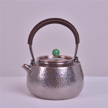純手工錘紋銅壺煮茶水壺一張茶壺純銅紫銅復古提樑加厚家用級簡