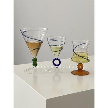 Shinymomo純手工製作復古玻璃酒杯小眾ins博主個性水杯飲料高腳杯