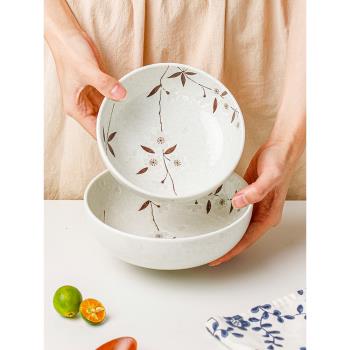 日本陶瓷冷麵碗白櫻花缽碗菜碗日式餐具6寸麵碗湯碗家用吃米飯碗