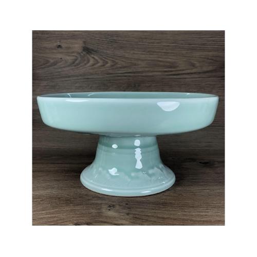 促銷景德鎮陶瓷仿古青釉水果盤子手工高腳供碗盤中式復古飾品擺件