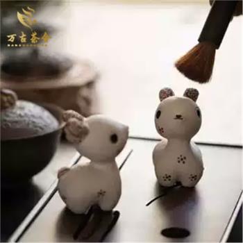 紫砂白段泥茶寵小擺件 茶空間桌面茶玩家用陶瓷創意茶道茶壺蓋置