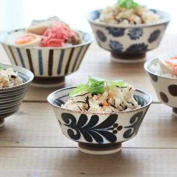 日本進口美濃燒南風手繪古樸日式餐具陶瓷飯碗拉麵碗湯碗釉下彩