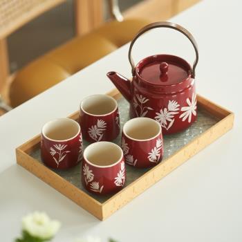 肆月茶壺泡茶茶具套裝家用一套陶瓷茶壺內建濾網中式新婚送禮茶杯