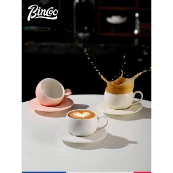 Bincoo咖啡杯碟高顏值精緻陶瓷蛋杯專業拿鐵拉花杯高檔咖啡杯套裝