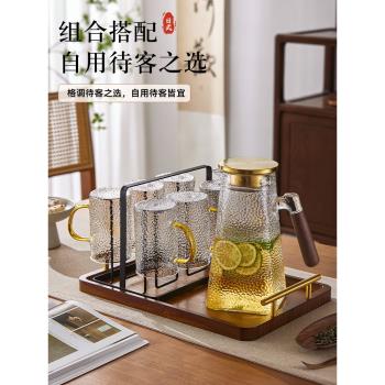 冷水壺高硼矽玻璃家用耐高溫大容量涼水壺茶具水杯瓶套裝加厚茶壺