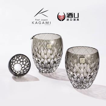 日本KAGAMI江戶切子遠雷威士忌杯洛克杯手工水晶玻璃分酒器公道杯