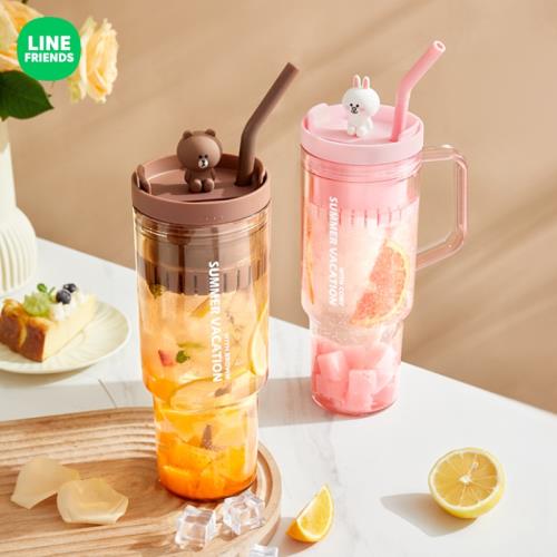 LINE FRIENDS吸管杯大容量塑料杯耐高溫可分離水杯女生高顏值杯子