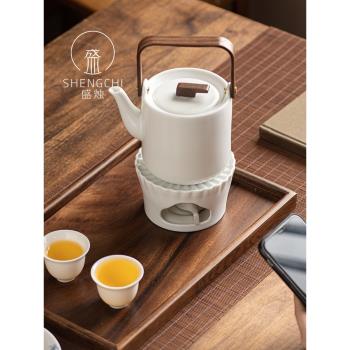 日式陶瓷茶壺家用溫茶爐小火爐蠟燭加熱保溫底座溫煮茶器提樑水壺