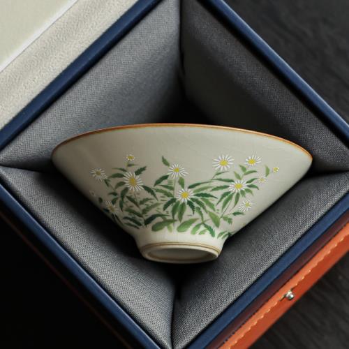 汝窯斗笠杯大號主人杯陶瓷茶杯家用單杯個人專用功夫茶具中式茶盞