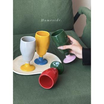 Homeside撞色陶瓷酒杯ins韓國彩色香檳杯咖啡杯杯子禮物高腳杯