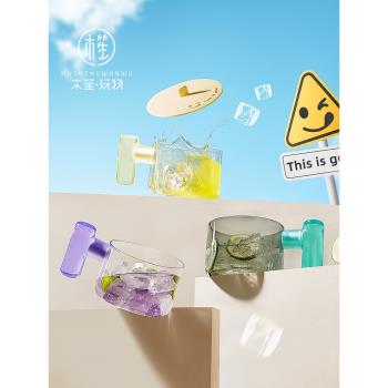 木笙玩物高階感水杯彩色玻璃咖啡杯帶蓋ins可愛原創馬克杯子禮物