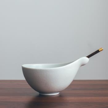 半宅日式粗陶糖水碗復古中式學生宿舍泡麵碗沙拉碗一人食陶瓷湯碗