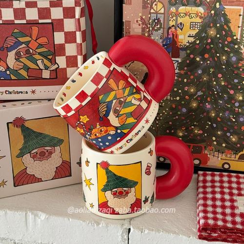 圣誕禮物復古老人馬克杯陶瓷創意可愛情侶水杯家用咖啡杯牛奶杯男