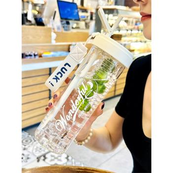 德國吸管水杯茶水分離泡花茶杯杯子女耐高溫便攜新款高顏值玻璃杯