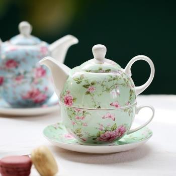 英式下午茶單人壺韓式子母u壺一壺一杯一人飲茶壺茶具古典青花陶