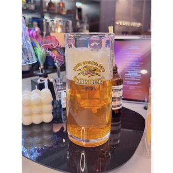 麒麟一番榨帶柄加厚扎啤酒杯日料店酒吧個性帶把玻璃商用大杯子