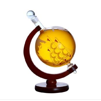 ins5件套不倒翁耐熱玻璃地球醒酒器 輕奢威士忌伏特加紅酒分酒器