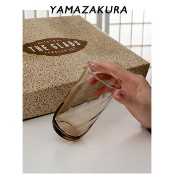 日本製 中古品vintage淺咖啡水晶斜紋杯水杯啤酒杯牛奶杯子1960s