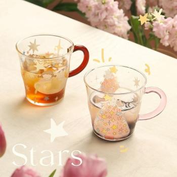 藍蓮花馬克杯水杯玻璃杯耐熱高硼矽杯子女生可愛高顏值茶杯家用