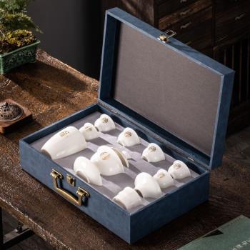 中國白陶瓷羊脂玉功夫茶具套裝禮盒整套蓋碗家用商務LOGO禮品