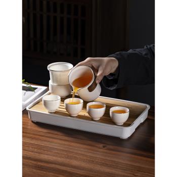 旅行茶具一壺五杯簡約防燙羊脂玉白瓷便攜式包功夫套裝陶瓷快客杯