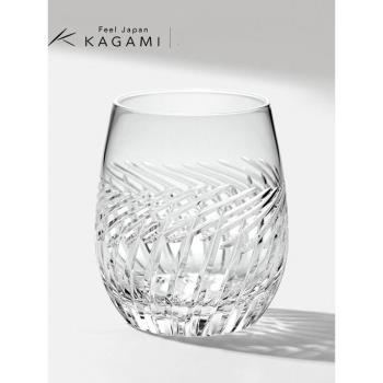 日本江戶切子KAGAMI麥田洛克杯水晶玻璃威士忌杯手工刻花洋酒杯子