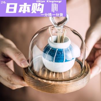 全球購FS日式迷你陶瓷牙簽筒帶燈光玻璃罩家用牙簽桶罐子牙簽瓶幹