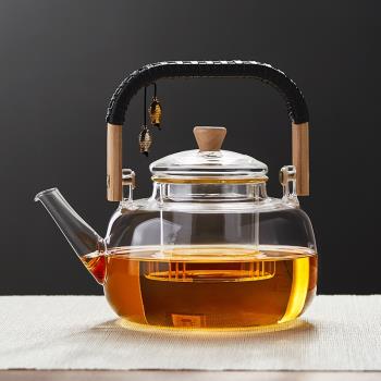 玻璃蒸煮茶壺耐高溫加厚電陶爐燒水壺高硼矽提樑2025新款大泡茶壺