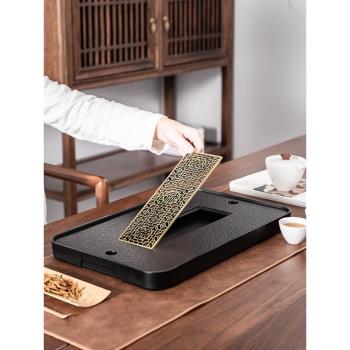 茶盤家用瀝水盤仿烏金石茶臺現代簡約幹泡臺排水託盤茶托功夫茶海