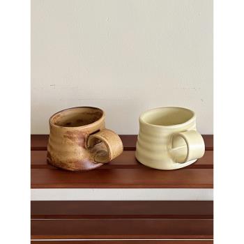 小眾粗陶異形杯子復古窯變釉咖啡杯拿鐵杯陶瓷馬克杯早餐杯水杯