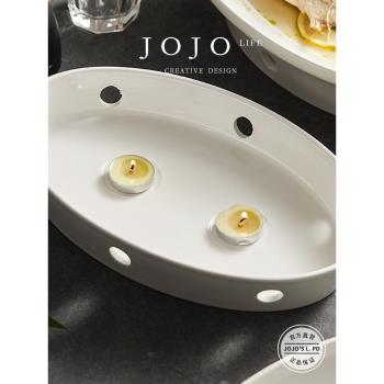 JOJOS L. PD.Street.魚盤帶爐蠟燭加熱幹鍋盤保溫爐陶瓷 | 鄉街