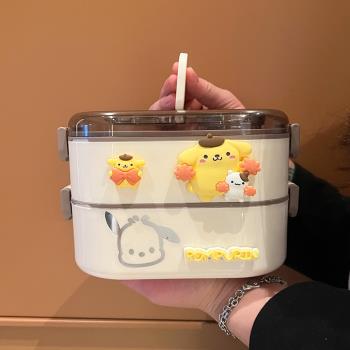 新品學生餐盒保溫飯盒可微波爐加熱便當盒玉桂狗雙層簡約外出帶餐