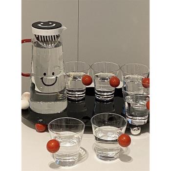 創意笑臉玻璃杯子套裝家用客廳北歐風待客用水壺水具杯具高級感