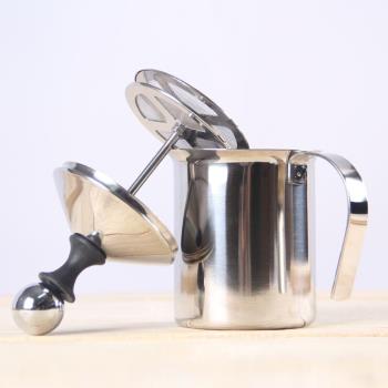 加厚雙層打奶泡器 牛奶打泡器手動打奶器咖啡奶泡壺奶泡機奶泡杯