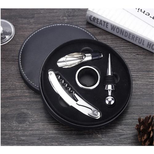 商務紅酒開瓶器套裝4件套多功能紅酒皮盒紅酒開瓶器套裝