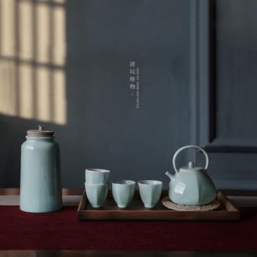 清玩近山提梁壺茶具套裝功夫茶具辦公簡約茶器陶瓷禮品茶具